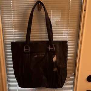 B.Makowsky Navy Tote Bag with Signature Detailing